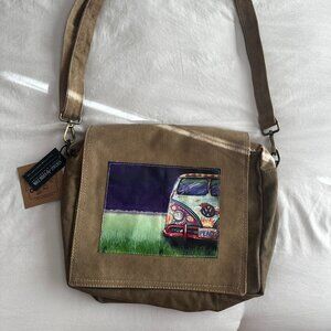Medium Repurposed Brown Canvas Satchel from Vintage American